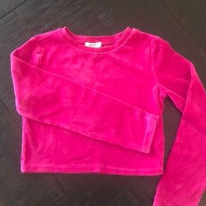 Forever 21 girl velvet pink long sleeve crop top